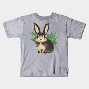 Vegetarian Life of A Little Cute Grey Mini Rex Rabbit Bunny Kids T-Shirt